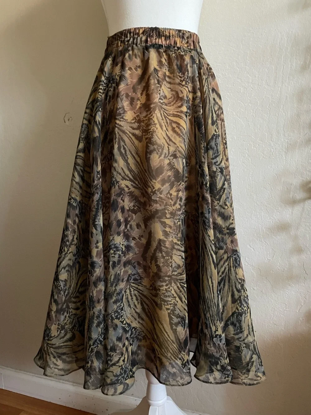 Animal print vintage chiffon circle skirt - Picture 1 of 14